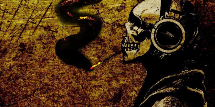 2400x1350 Headphones Smoking Skulls Music Dark Smoke Wallpaper - Smoking Skull
