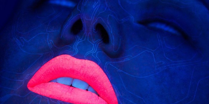 1280x720 Wallpaper Neon, Lips, Face, HD, Photography, #10616