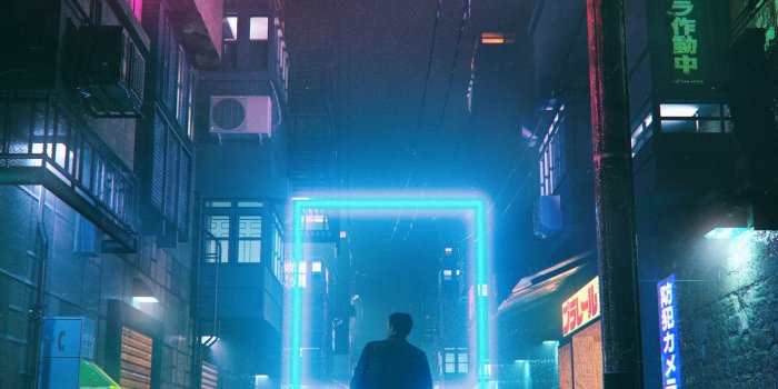 1920x2400 Men's black jacket, beeple, digital art, 3D, neon HD wallpaper