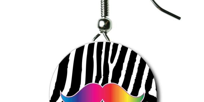 1000x1000 Mustache Earring - Rainbow- Free Clipart Images