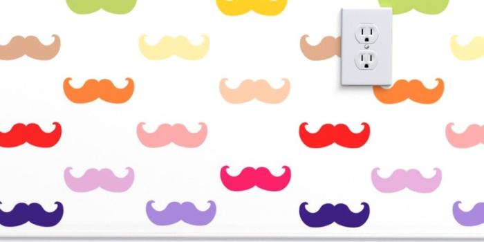 1024x1024 Rainbow mustache pattern on Isobar by inspirationz | Roostery Home Decor
