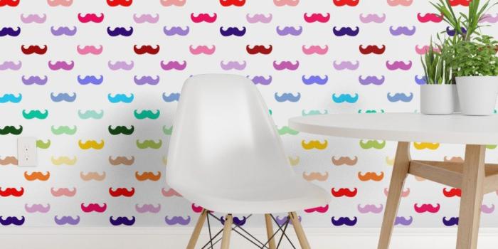 1024x1024 Rainbow mustache pattern on Isobar by inspirationz | Roostery Home Decor