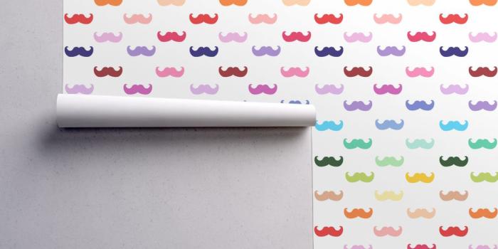 1024x1024 Rainbow mustache pattern wallpaper - inspirationz - Spoonflower