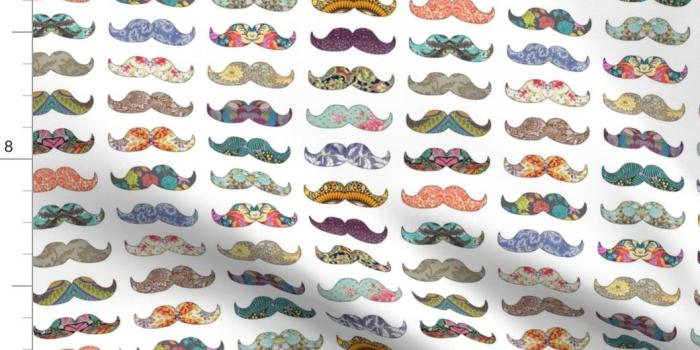 1058x914 Details about Mustache Mania Abstract Rainbow Hipster Funny Fabric Printed  by Spoonflower BTY