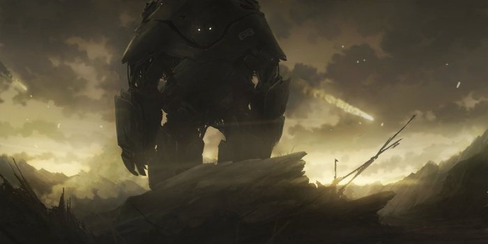 1920x1200 Large gray robot wallpaper, fantasy art, science fiction, futuristic