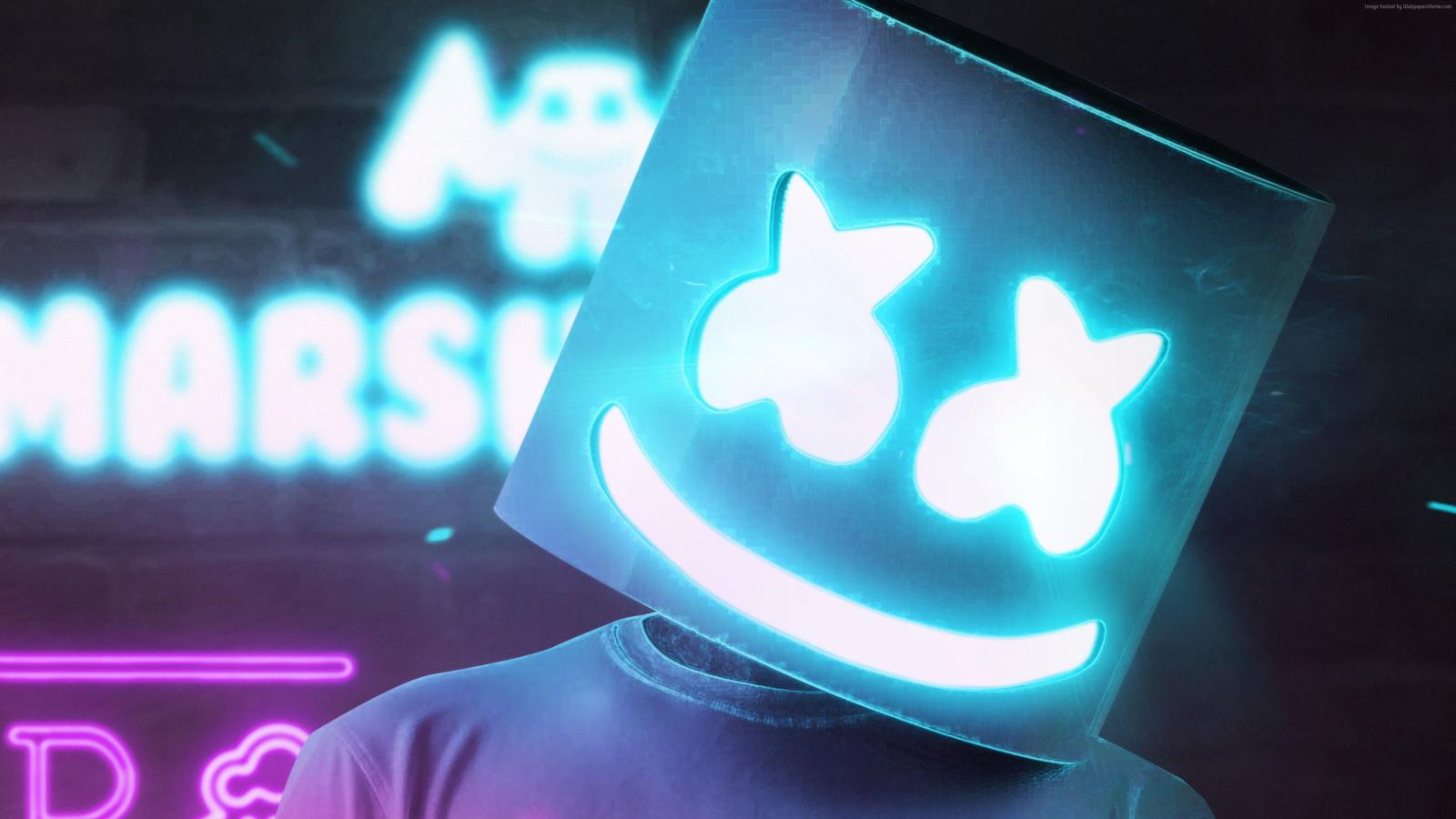 3840x2160 DJ Marshmello DJ Marshmello 4k, dj, neon Free HD Wallpaper Download