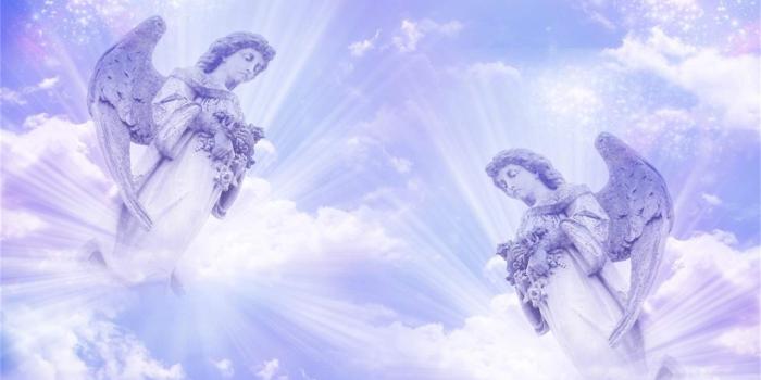 1468x1000 Amazon.com : Laeacco 10x7ft Two Angels with Wit Rays of Light Above