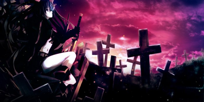 2560x1440 Download wallpaper 2560x1440 anime, girl, thoughtful, sword