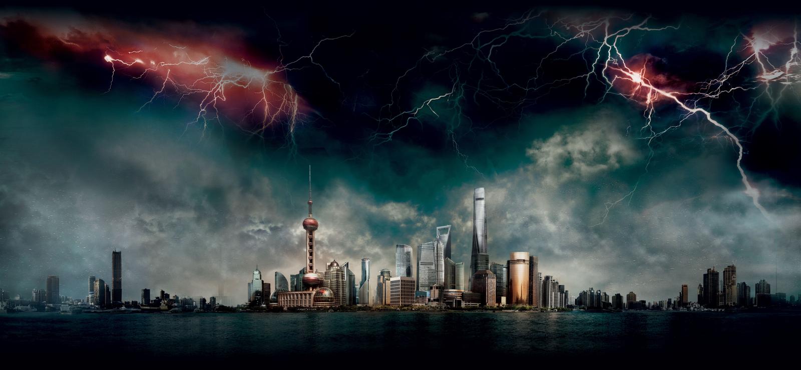 6488x3000 Wallpaper Geostorm, Shanghai, 2017, 4K, Movies, #11006
