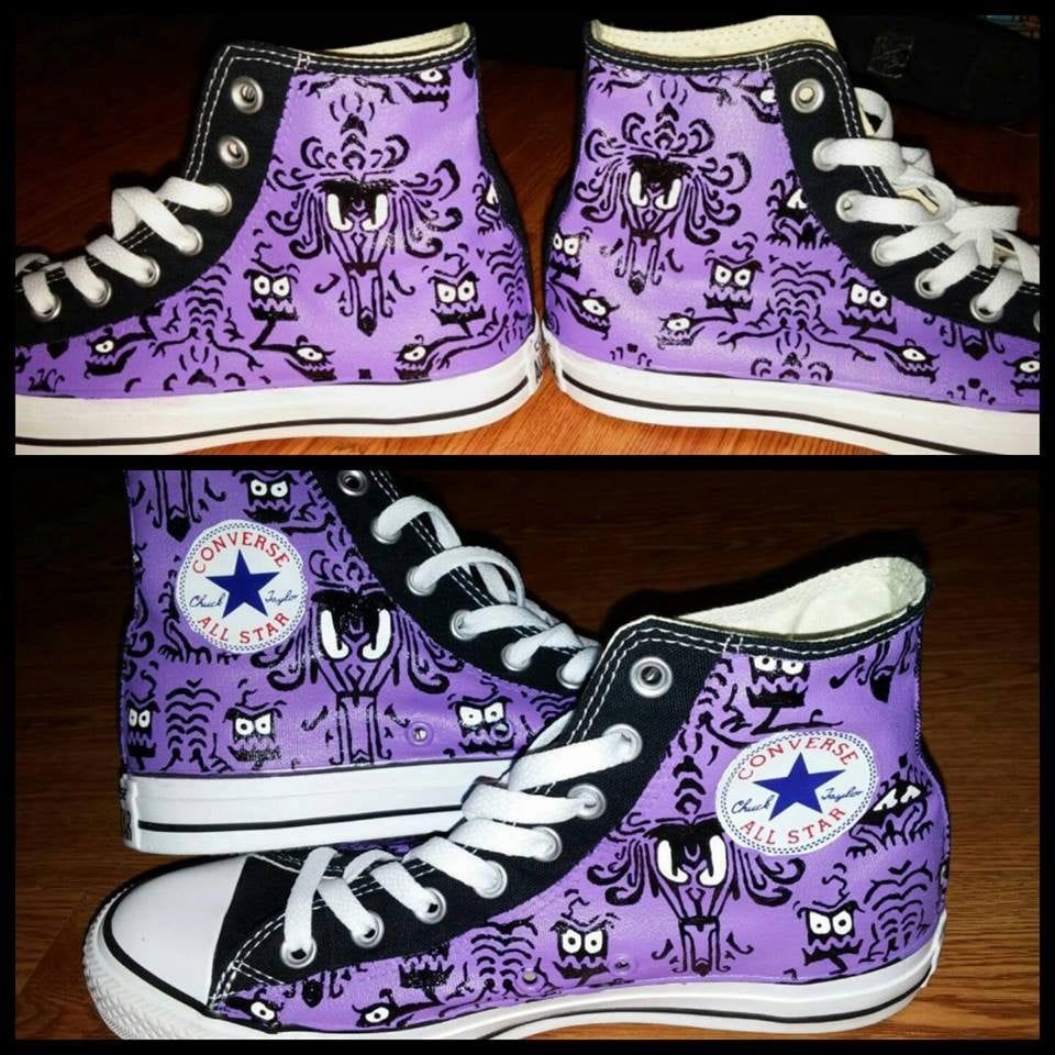 960x960 Haunted Mansion Wallpaper Painted Sneakers- Glow in the Dark Eyes