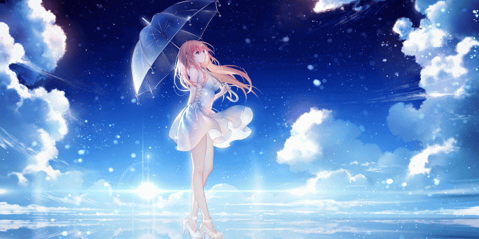 2560x1440 Anime 2560x1440 anime anime girls long hair green eyes umbrella