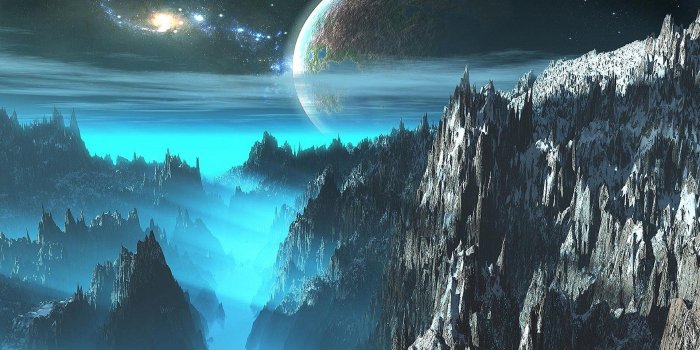 1920x1080 4518871 #trees, #Moon, #Earth, #space, #galaxy, #mountains