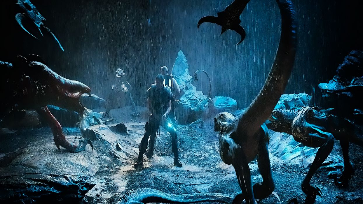 1244x700 CHRONICLES OF RIDDICK sci-fi fantasy monster dinosaur battle alien f