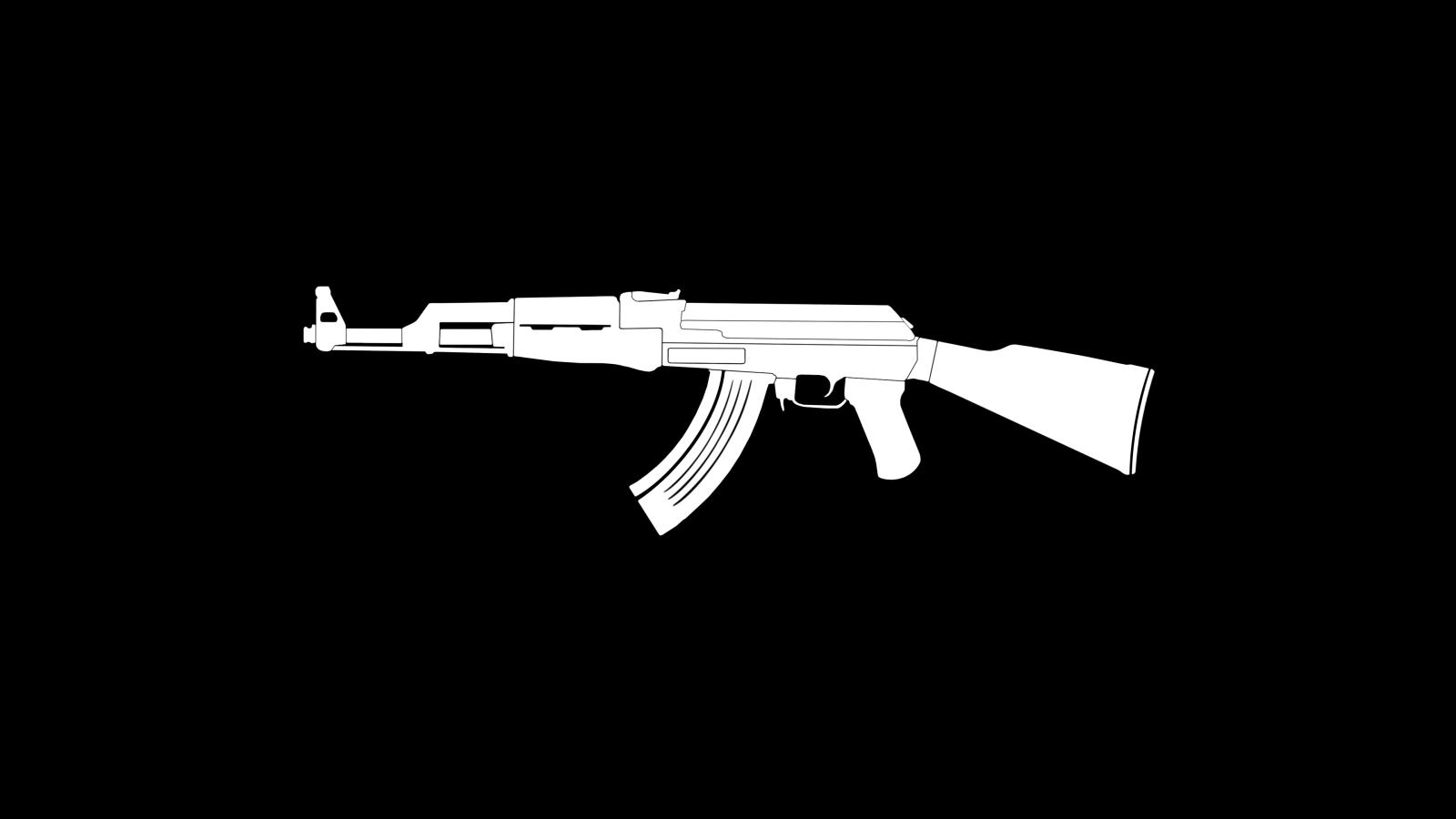 3840x2160 White rifle gun drawing, weapon, minimalism, AK-47 HD wallpaper