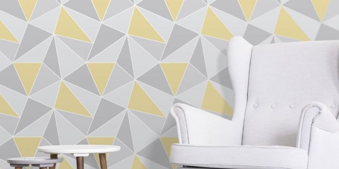 1000x1000 Apex Geometric Wallpaper Yellow and Grey Fine Decor FD41991 in 2019