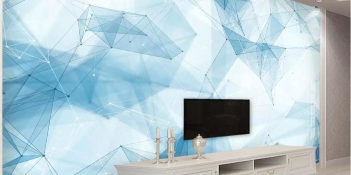 1000x800 US $9.0 40% OFF|beibehang Custom wallpaper 3d mural dreamy elegant blue  beautiful Nordic minimalist geometric line Living room bedroom wallpaper-in 