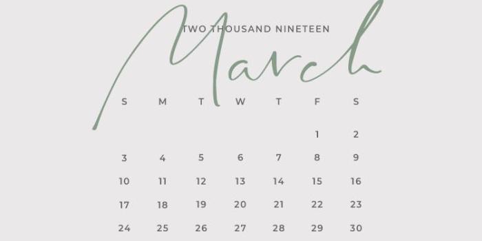 750x1334 Free March 2019 Calendar for Desktop, iPad, and iPhone
