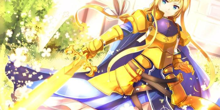 1332x850 Photo Wallpaper Flowers, Girl, Armor, Sword, Underworld, - Sword Art