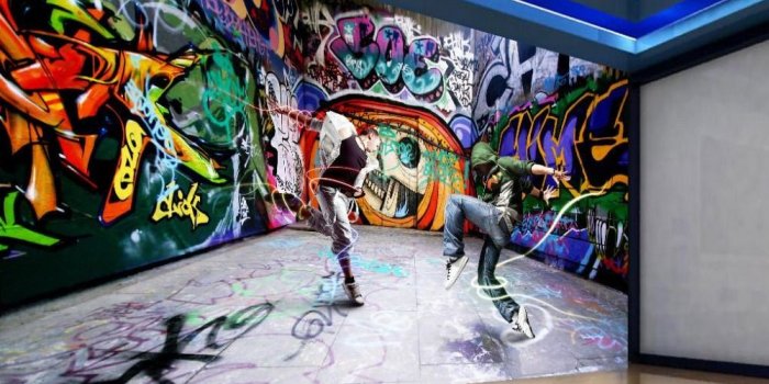 1000x821 US $14.1 53% OFF|Dancing youth graffiti mural backdrop 3d stereoscopic  wallpaper papel parede mural wallpaper Home Decoration-in Wallpapers from  Home