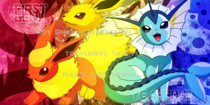 1366x768 pokemon flareon vaporeon jolteon