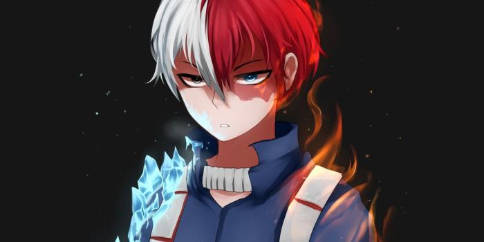 1332x850 Wallpaper flame, ice, Boku No Hero Academy, Todoroki Shoto, My Hero