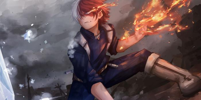 1920x1200 Download wallpapers Shoto Todoroki, fire, My Hero Academia, manga