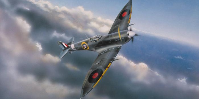 1332x850 Wallpaper war, art, painting, aviation, ww2, Supermarine Spitfire Mk