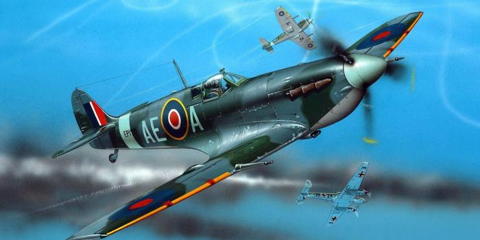 1332x850 Wallpaper figure, art, Spitfire, scout, interceptor, RAF