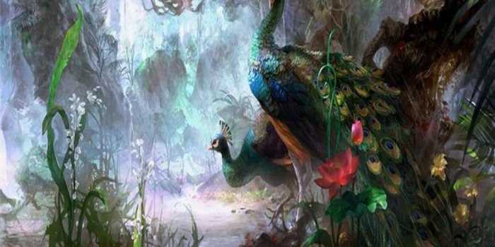 1050x1050 Senarai Harga 3d Embossed Peacock Bird Flower Hallway Photo