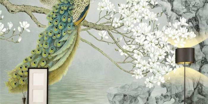 1050x1050 Senarai Harga Custom 3d Mural Chinese Style White Magnolia Sofa Tv