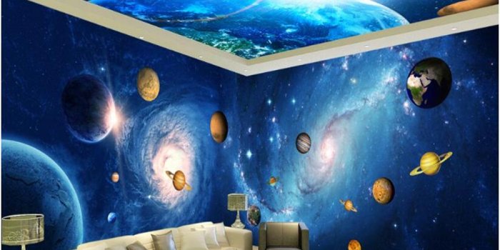 1000x800 beibehang papel de parede 3d wallpaper HD Fashion Silk Fabric Wall paper  Space planet 3D solid theme wall backdrop painting