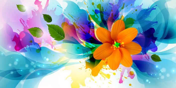 2800x1050 Abstract 3D Painting Wallpaper with Colorful Flower - HD Wallpapers