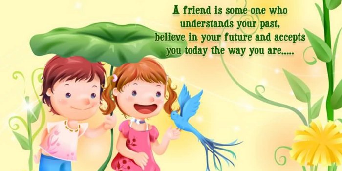 1024x768 Happy Friendship Day Boy And Girl With Cute Bird Wallpaper