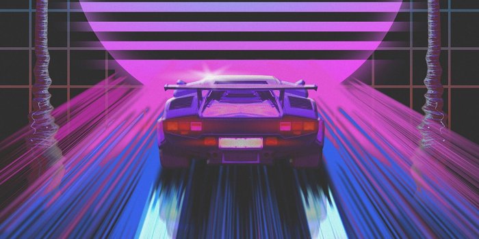 1600x1200 Download wallpaper 1600x1200 car, retro, art, 80s, neon standard 4:3