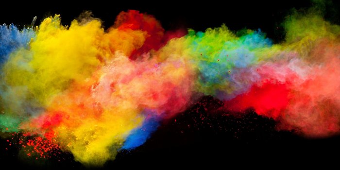 2560x1440 Download 2560x1440 wallpaper colorful, powder, explosion, dual wide