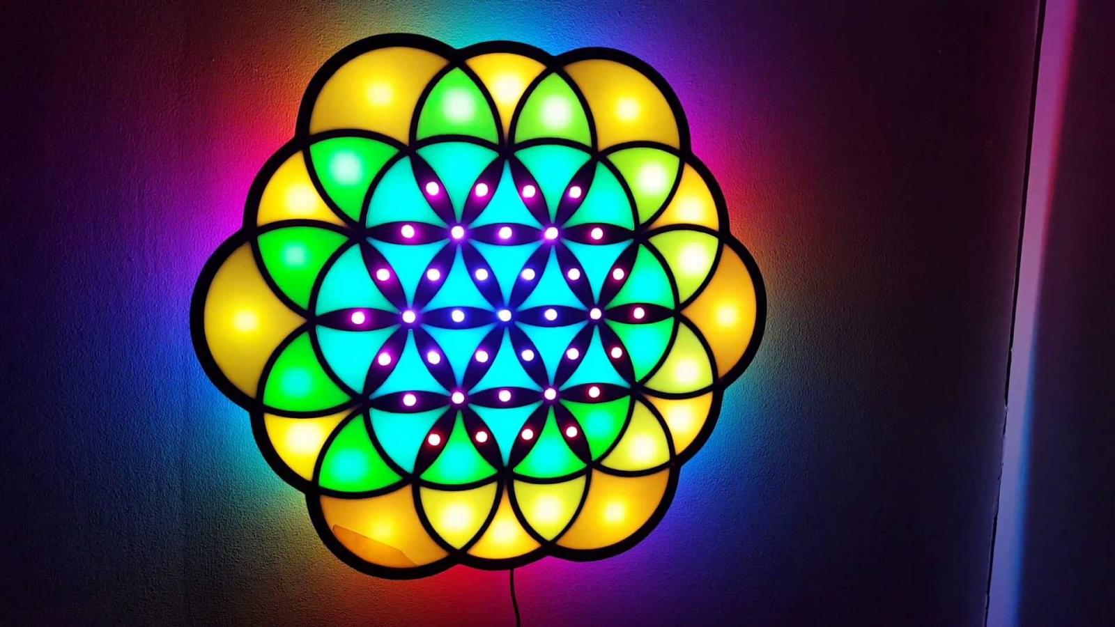 1920x1080 Flower of Life LED project powered by FastLED by LED Artist Justin