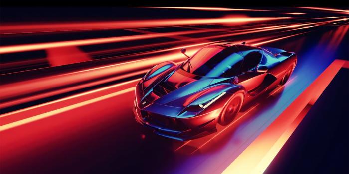 1929x1080 Download 1929x1080 Ferrari, Sci-fi, Neon Racing, Supercars