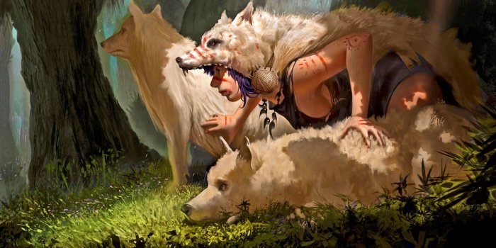 1920x1080 women, tattoo, wolf, fantasy, shaman, magic :: Wallpapers