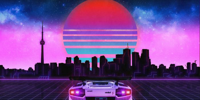 5770x4032 Retro Wave Lamborghini Neon City 5k, HD Artist, 4k Wallpapers