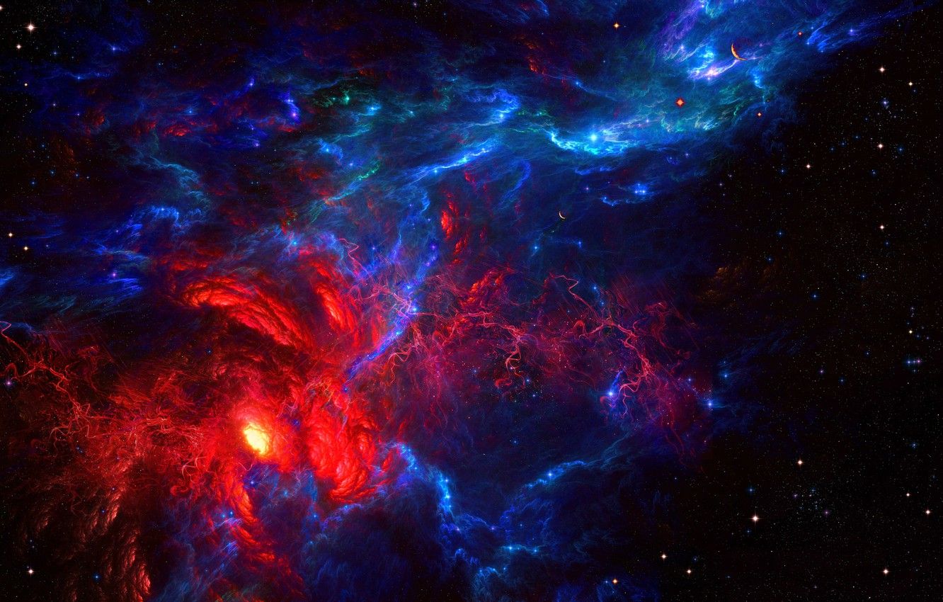 1332x850 Wallpaper the sky, space, red, element, the universe, blue, funnel
