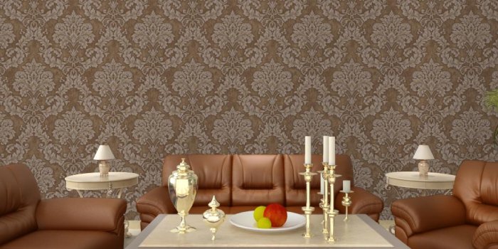 1024x768 Wholesale Europe Damask wallpaper roll coffee color 3d washable wallpaper  wall covering for residential house decor flock wall paper