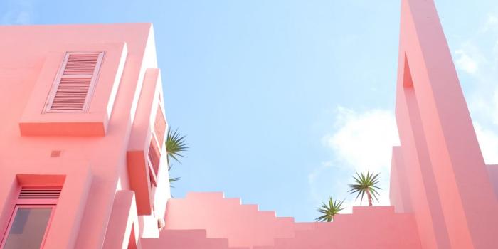 1366x768 Download wallpaper 1366x768 facade, pastel, summer, sky, gentle