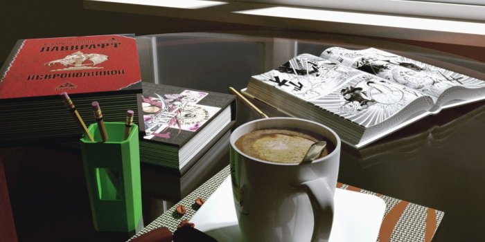 1332x850 Wallpaper Coffee, Summer, Books, Render, Blender 3D images for