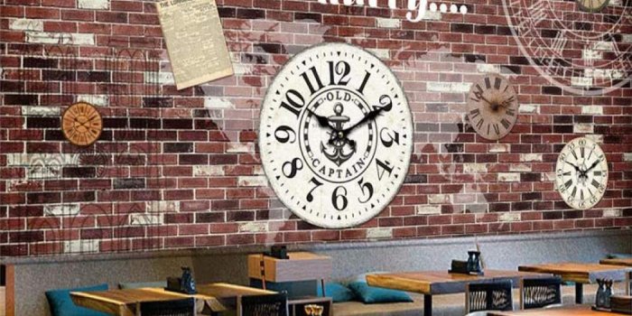 1050x1050 Ihambing Ang Pinakabagong 3d Wallpaper Brick Wall Clock Bar Coffee