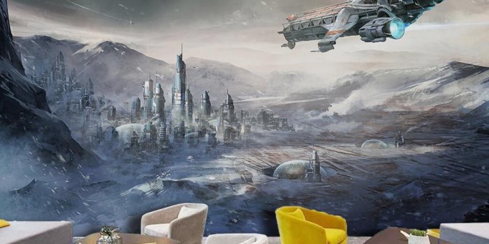 1024x876 3d room wallpaper custom photo non-woven 3D technology spaceship planet  base KTV net coffee tooling wall murals wallpaper for walls 3 d