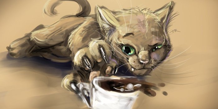 1920x1200 Cat Cup Coffee Artwork wallpaper | 1920x1200 | #9120