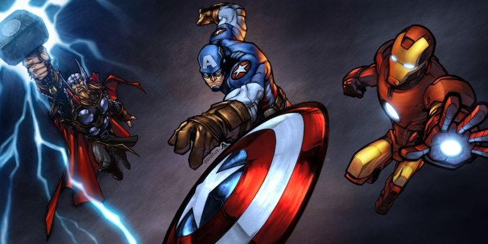 1280x720 Wallpaper Thor, Captain America, Iron Man, Superheroes, Marvel