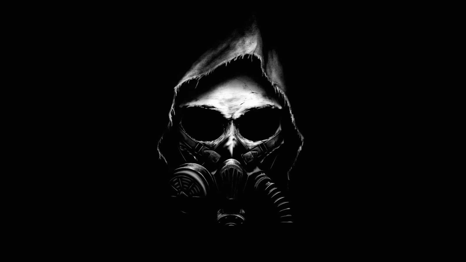 4622x2600 Wallpaper Skull, Apocalypse, Gas mask, Black, Dark background