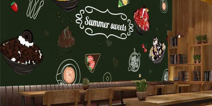 1050x1050 3d Wallpaper Mural Hand painted Blackboard Graffiti Dessert Shop Coffee  House Background Wall Advanced Waterproof Material