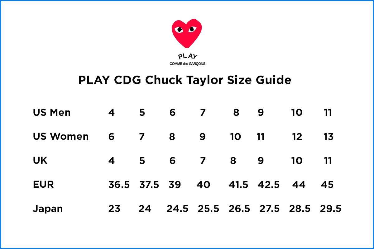 1200x800 Comme Des Garcons Play Size Chart Marvelous Me Des Garçons Play